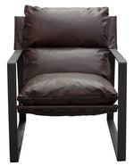 Miller Chocolate Genuine Leather Sling Accent Chair