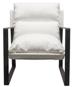 Miller White Linen Fabric Sling Accent Chair