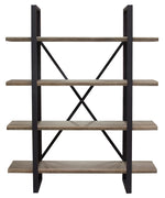 Montana Rustic Oak Wood/Metal 4-Tiered Bookcase