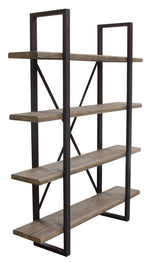 Montana Rustic Oak Wood/Metal 4-Tiered Bookcase