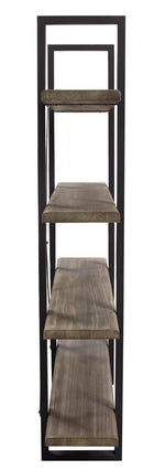 Montana Rustic Oak Wood/Metal 4-Tiered Bookcase