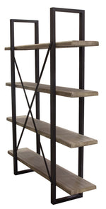 Montana Rustic Oak Wood/Metal 4-Tiered Bookcase