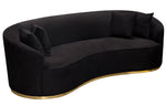 Raven Black Velvet Contoured Sofa (Oversized)