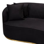 Raven Black Velvet Contoured Sofa (Oversized)