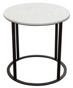 Surface White Engineered Marble/Metal End Table