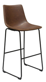 Theo 2 Weathered Chocolate PU Leather/Metal Bar Chairs