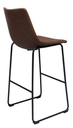 Theo 2 Weathered Chocolate PU Leather/Metal Bar Chairs