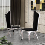 Yasmeen 2 Black Velvet/Silver Metal Side Chairs