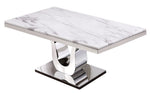 Bellamy 5-Pc White Marble/Black Velvet Dining Table Set