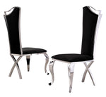 Bellamy 5-Pc White Marble/Black Velvet Dining Table Set