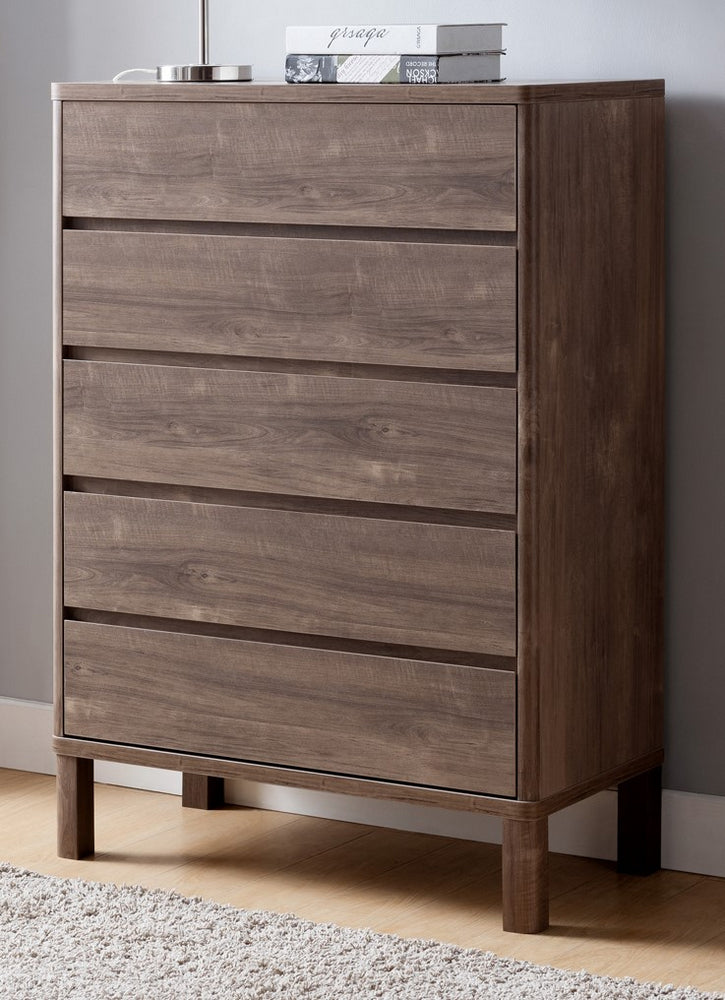 Alba Hazelnut Wood 5-Drawer Chest