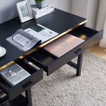 Romane Black/Gold Wood 2-Drawer Desk