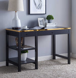 Romane Black/Gold Wood 2-Drawer Desk