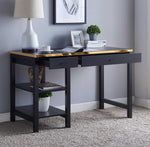 Romane Black/Gold Wood 2-Drawer Desk