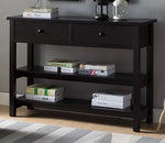 Samantha Red Cocoa Wood 2-Drawer Console Table with Shelves