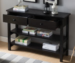 Samantha Red Cocoa Wood 2-Drawer Console Table with Shelves