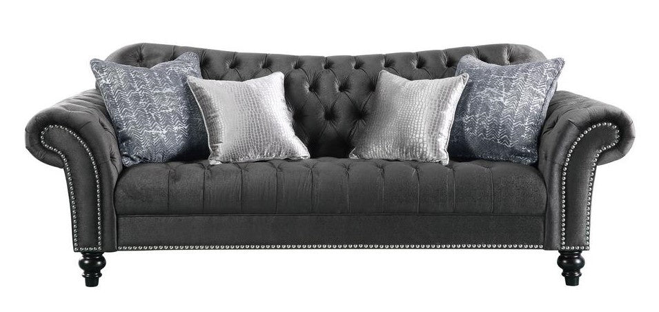 Gaura Dark Gray Fabric Sofa with Rolled Armrest (Oversized)