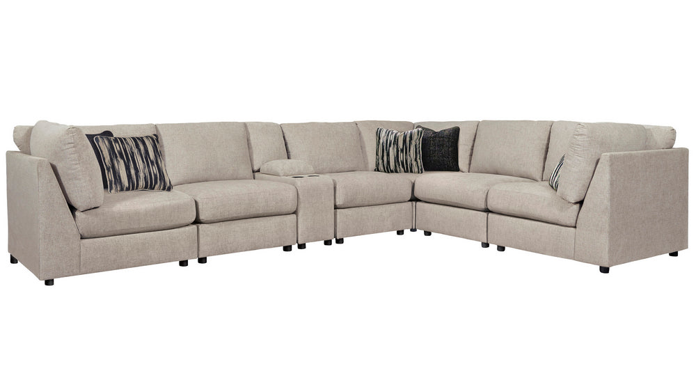 Kellway 7-Pc Bisque Fabric Sectional Sofa with Console