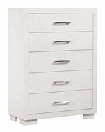 Jessica White Wood 5-Drawer Chest