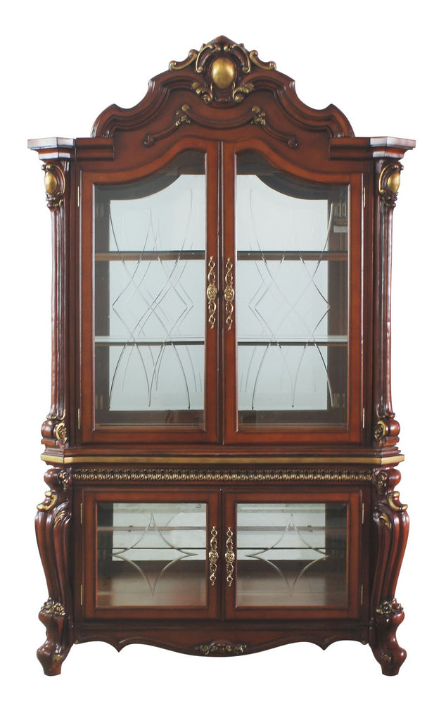 Picardy Cherry Oak Wood/Glass Curio Cabinet with Touch Light