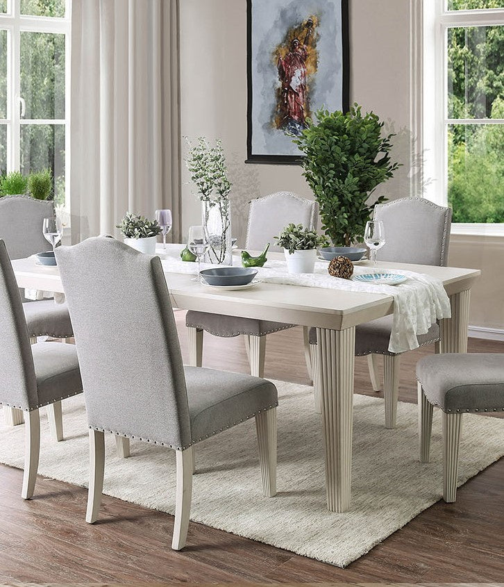 Daniella Antique White Wood Dining Table