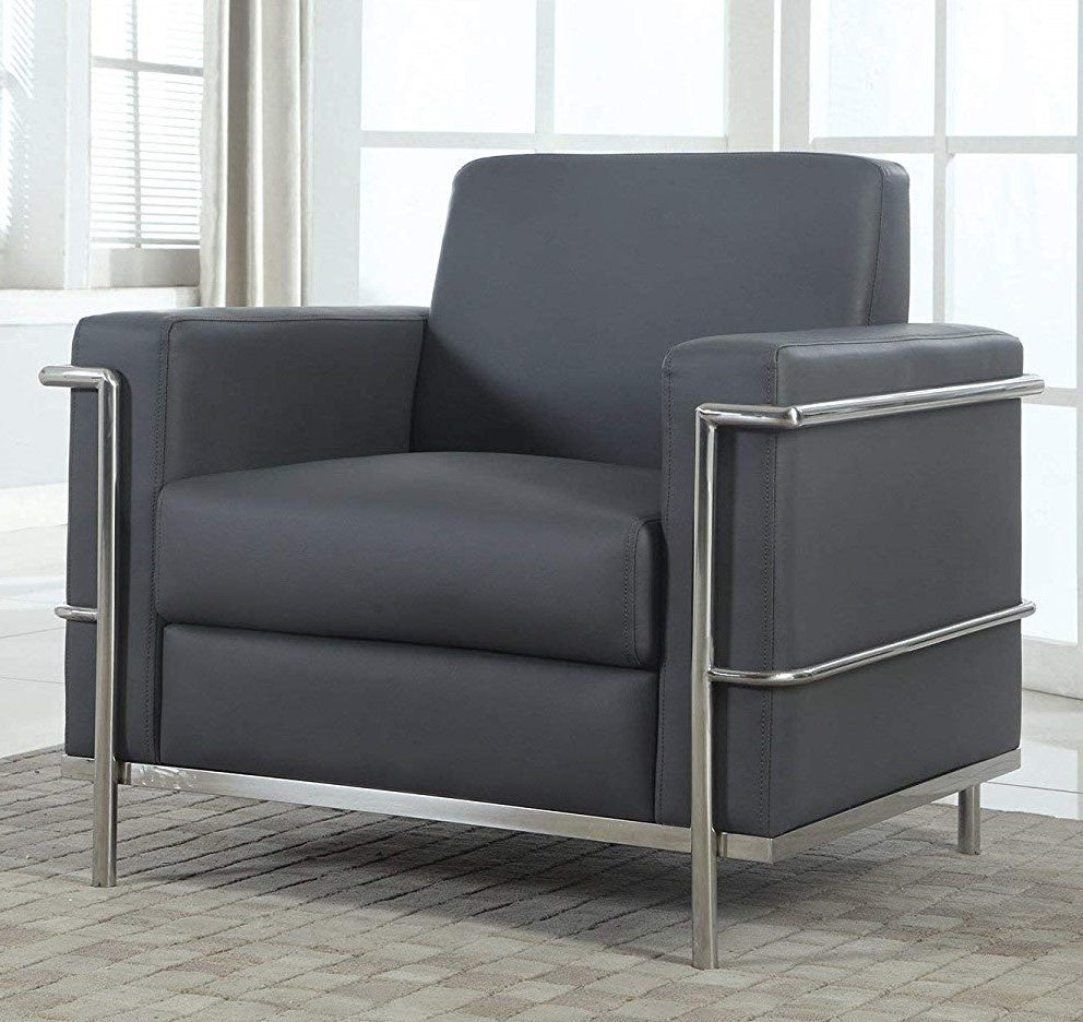 Helix Grey Faux Leather Accent Chair