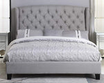 Yvette Grey Fabric Tufted Queen Bed