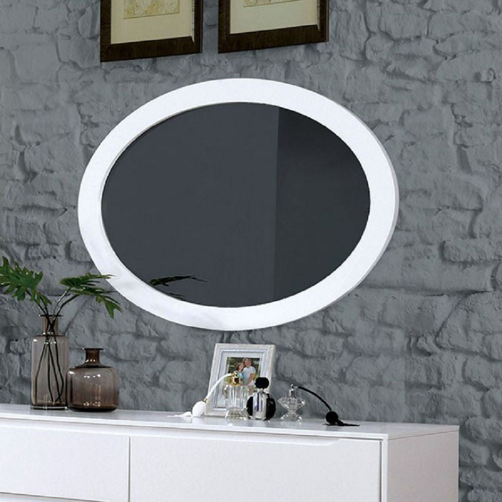 Lennart II Oval Mirror with White Wood Frame