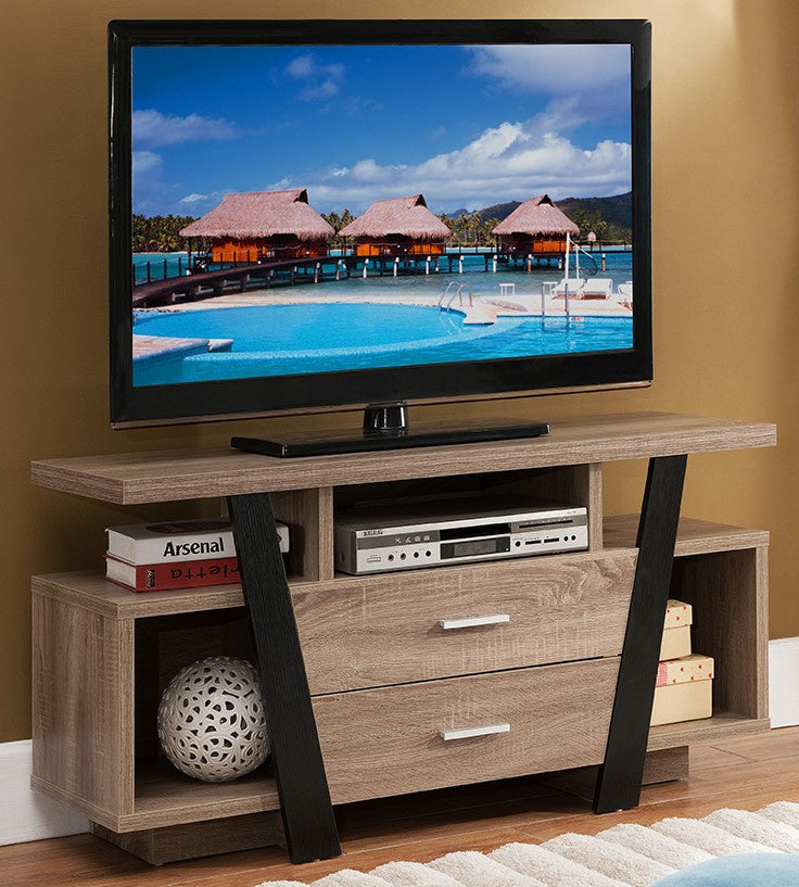 Christine Black/Dark Taupe Wood TV Stand