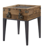 Kolin Rustic Oak Wood/Matte Gray Metal Accent Table