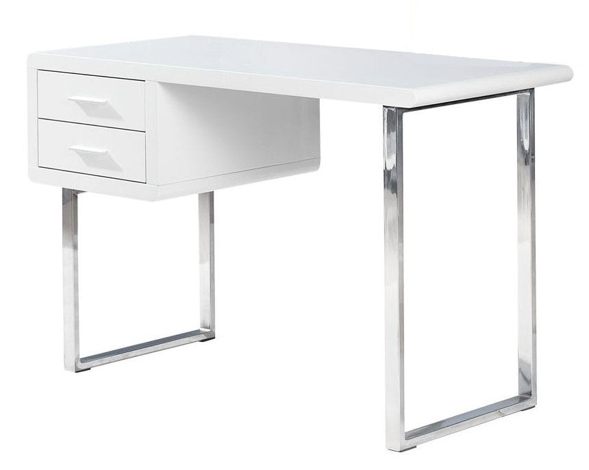 Candy White Wood/Silver Metal Computer Desk