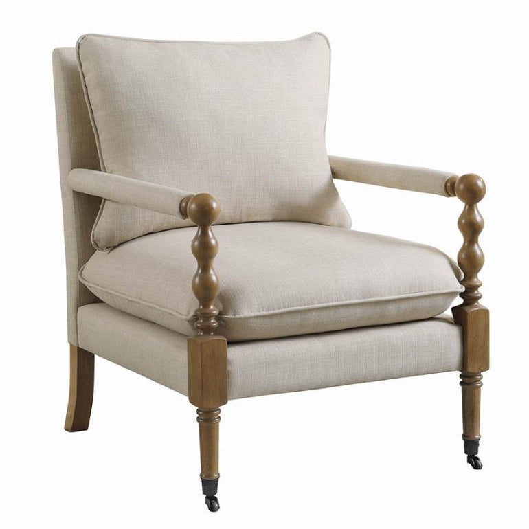 Issey Beige Linen-Like Fabric Accent Chair