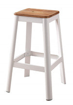 Jacotte Natural Wood/White Steel Bar Stool