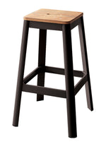 Jacotte Natural Wood/Black Steel Bar Stool