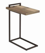 Qadim Weathered Pine Wood/Dark Bronze Metal Snack Table