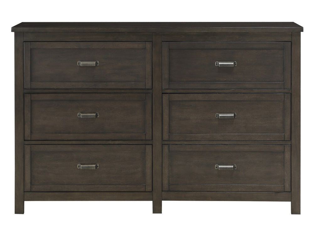 Hebron Dark Cherry Wood 6-Drawer Dresser