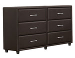 Lorenzi Dark Brown Upholstered Vinyl 6-Drawer Dresser