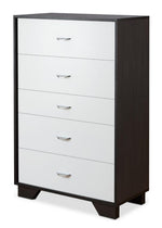 Eloy White & Espresso Wood Chest with 5 Drawers