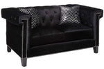 Reventlow Black Velvet Loveseat with Accent Pillows