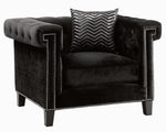 Reventlow Black Velvet Chair with Accent Pillow