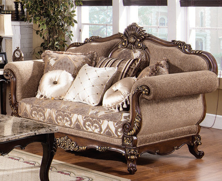 Flavia Hazelnut Jacquard Chenille Loveseat