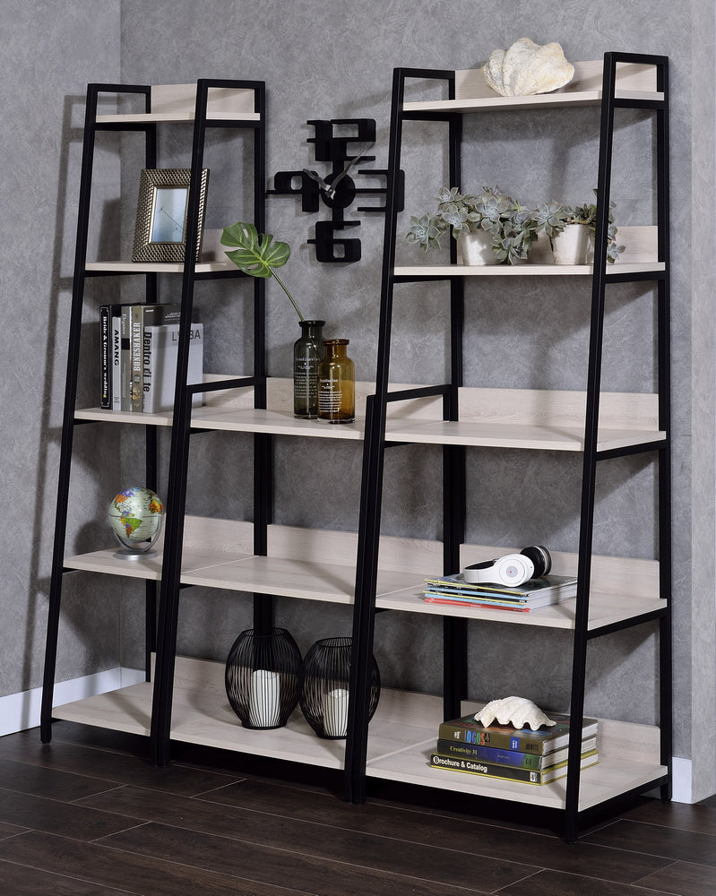 Wendral 3-Pc Natural Wood/Black Metal Bookshelf Set