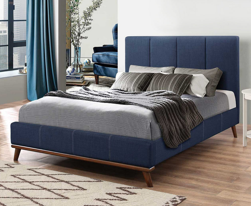 Charity Blue Woven Fabric Upholstered Full Bed