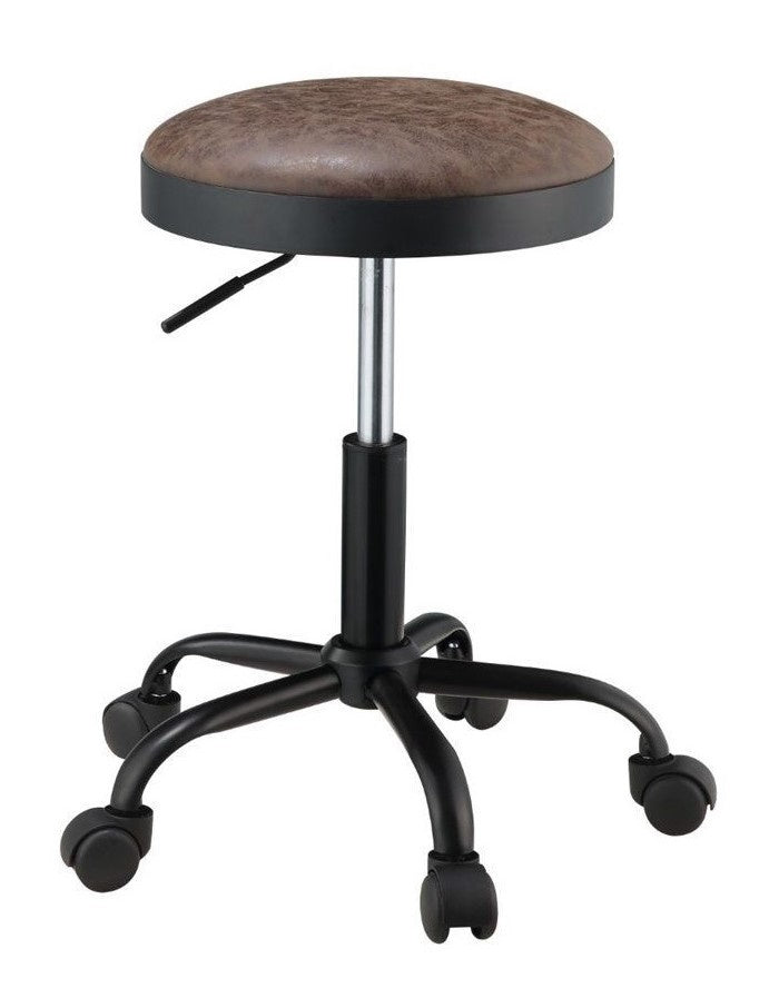 Ouray 2 Vintage Mocha PU Leather/Black Metal Stools