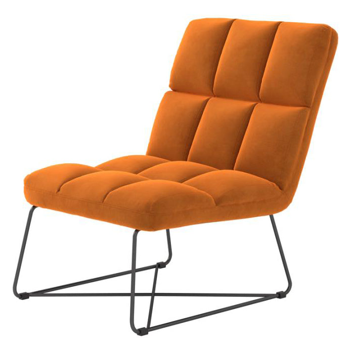 Xaawo Burnt Orange Velvet/Black Metal Accent Chair