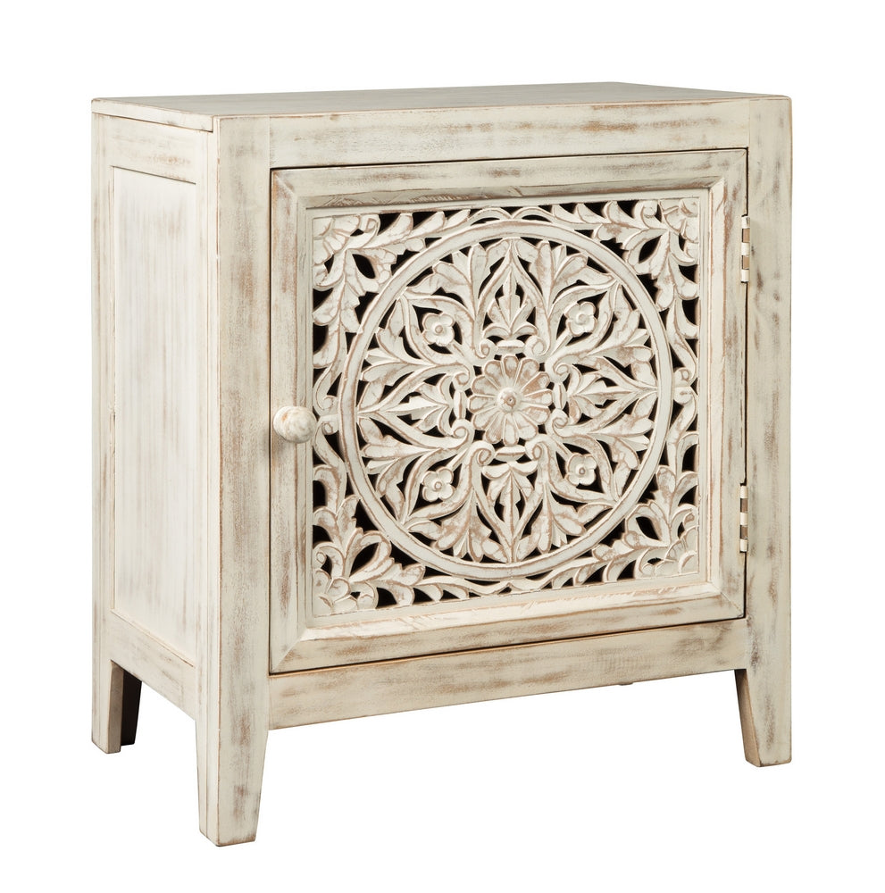 Fossil Ridge White Wood Accent Cabinet