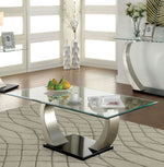 Roxo Silver Glass/Stainless Steel Coffee Table