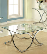 Luxa Chrome Glass/Metal Coffee Table