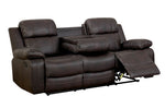 Pondera Brown Leatherette Manual Recliner Sofa