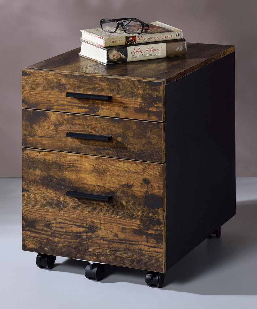 Abner Weathered Oak Wood 3-Drawer File Cabinet